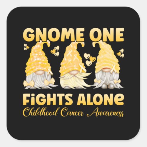 Childhood Cancer Awareness Gold Ribbon Gnome Square Sticker