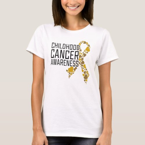 Childhood Cancer Awareness Gold Ribbon Hearts T_Shirt