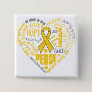 Childhood Cancer Awareness Heart Words Button