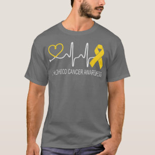 Childhood Cancer Awareness Heartbeat Gold Ribbon 4 T-Shirt