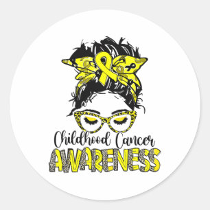 Childhood Cancer Awareness Leopard And Gold Ribbon Classic Round Sticker
