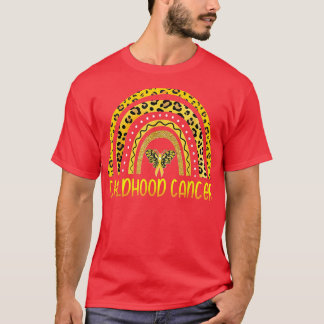 Childhood Cancer Awareness Leopard Rainbow Golden  T-Shirt