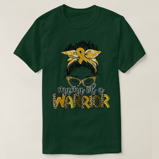 Childhood Cancer Awareness Mama Of A Warrior Messy T-Shirt (Design Front)