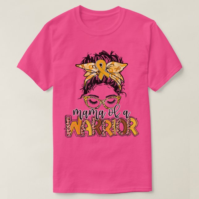 Childhood Cancer Awareness Mama Of A Warrior Messy T-Shirt (Design Front)