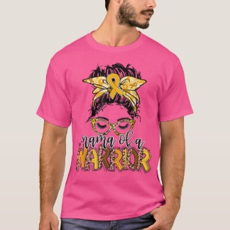 Childhood Cancer Awareness Mama Of A Warrior Messy T-Shirt