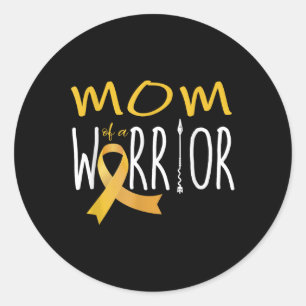Childhood Cancer Awareness Mom Of A Warrior  Classic Round Sticker