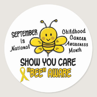 Childhood Cancer Awareness Month Bee 1.1 Classic Round Sticker