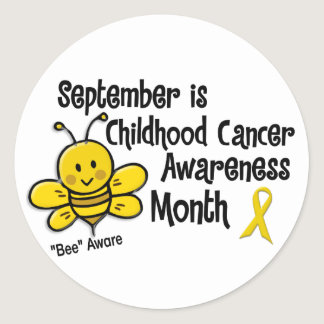 Childhood Cancer Awareness Month Bee 1.3 Classic Round Sticker