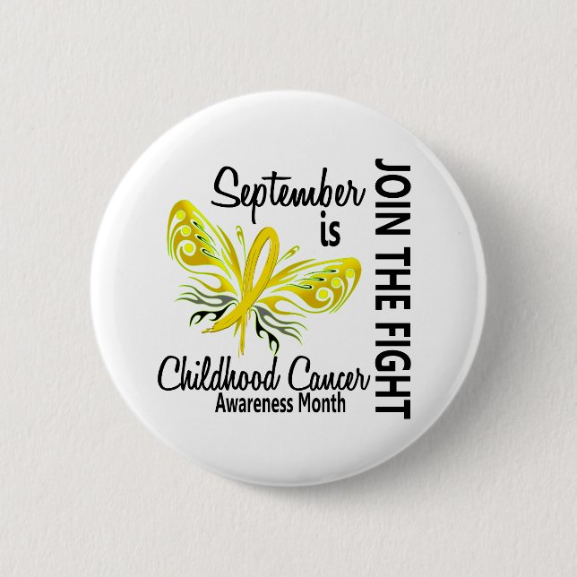 Childhood Cancer Awareness Month Butterfly 3.1 Pinback Button (Front)