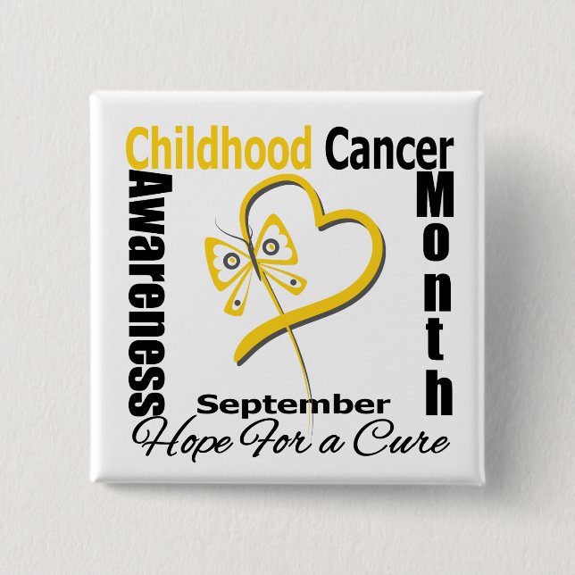 Childhood Cancer Awareness Month Butterfly Heart Button (Front)