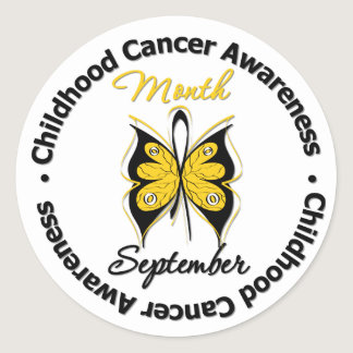 Childhood Cancer Awareness Month Butterfly v4 Classic Round Sticker
