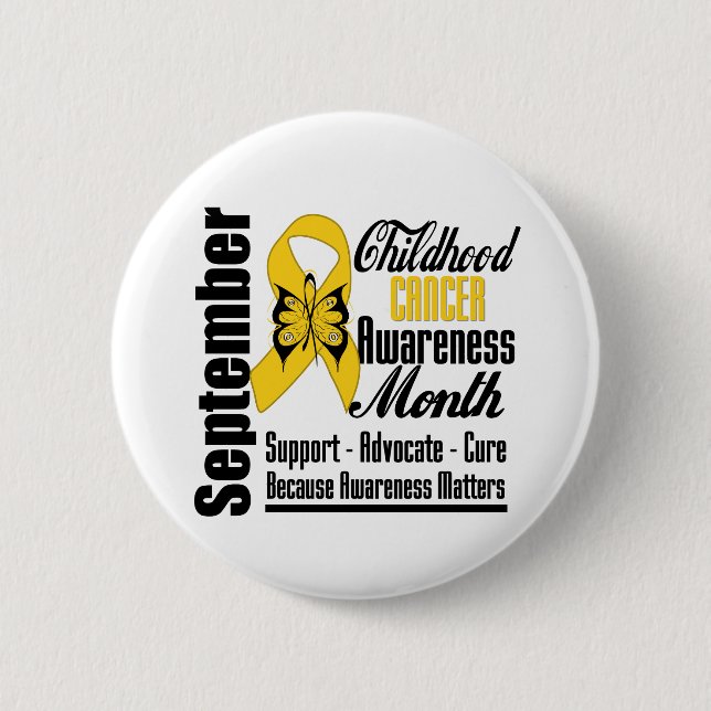 Childhood Cancer Awareness Month Butterfly v5 Pinback Button (Front)