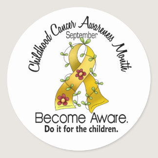 Childhood Cancer Awareness Month Flower Ribbon 2 Classic Round Sticker