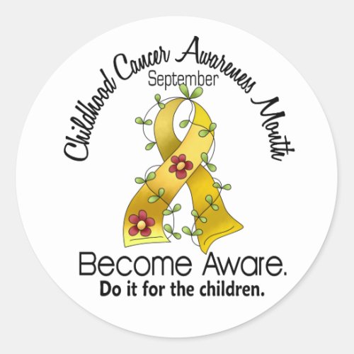 Childhood Cancer Awareness Month Flower Ribbon 2 Classic Round Sticker