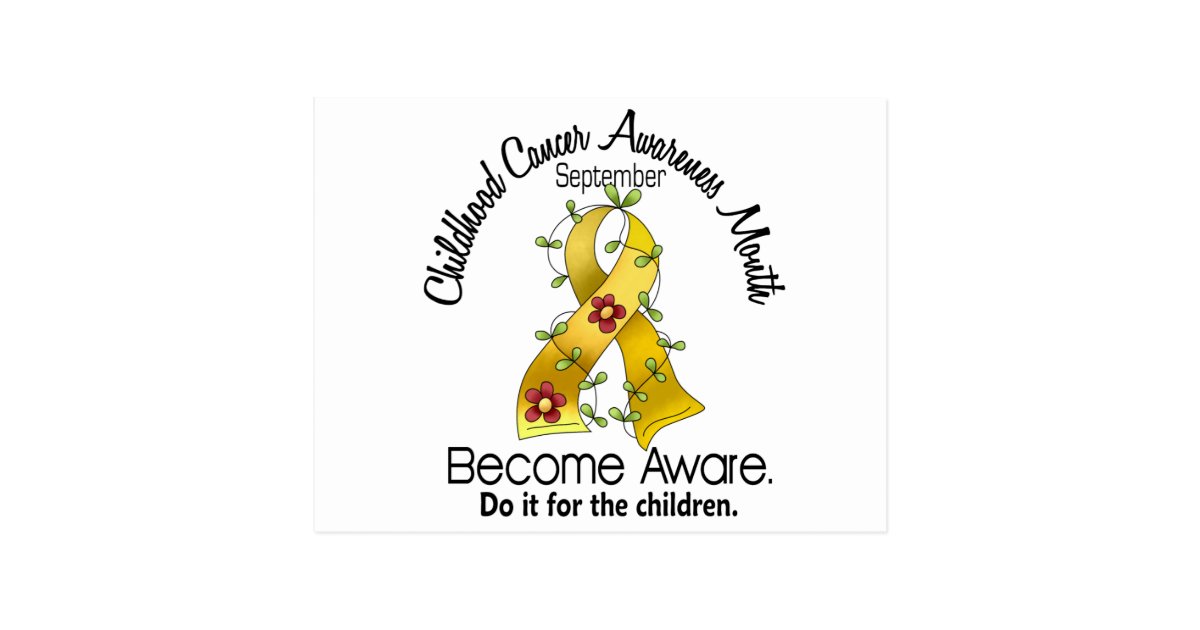 Childhood Cancer Awareness Month Flower Ribbon 2 Postcard ...