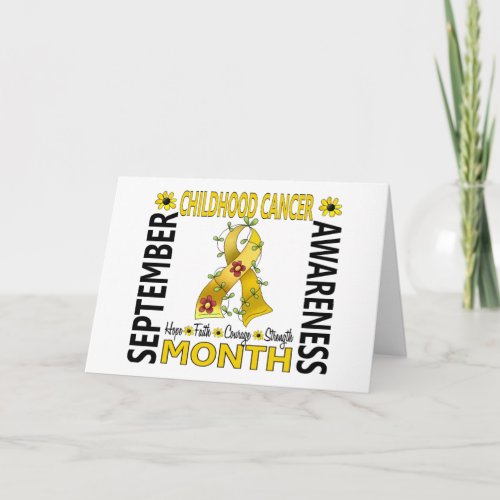 Childhood Cancer Awareness Month Flower Ribbon 4 Card