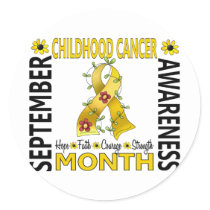 Childhood Cancer Awareness Month Flower Ribbon 4 Classic Round Sticker
