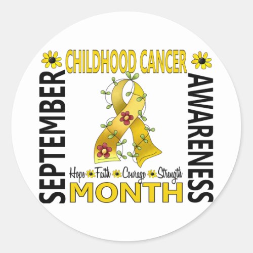 Childhood Cancer Awareness Month Flower Ribbon 4 Classic Round Sticker