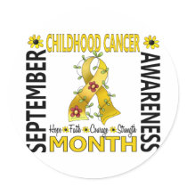 Childhood Cancer Awareness Month Flower Ribbon 4 Classic Round Sticker