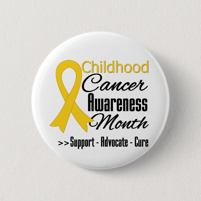 Childhood Cancer Awareness Month Gold Ribbon Pinback Button (Front)