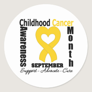 Childhood Cancer Awareness Month Heart Ribbon Classic Round Sticker