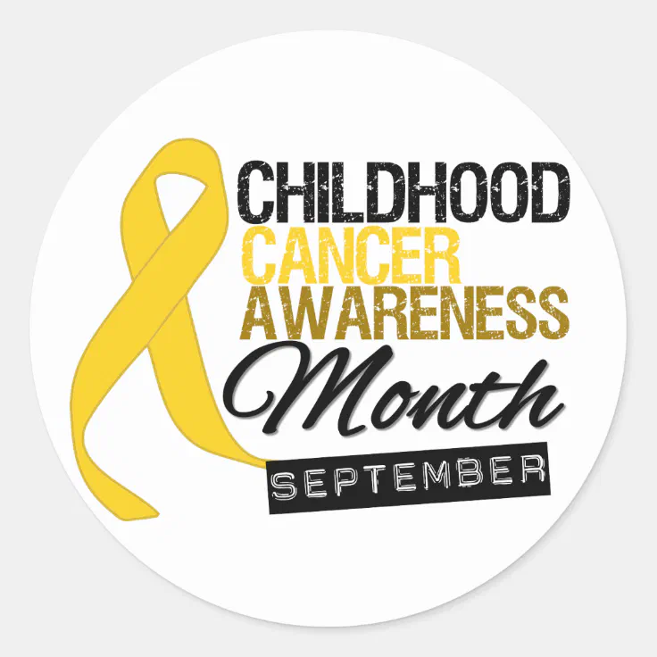 Childhood Cancer Awareness Month Ribbon v8 Classic Round Sticker | Zazzle