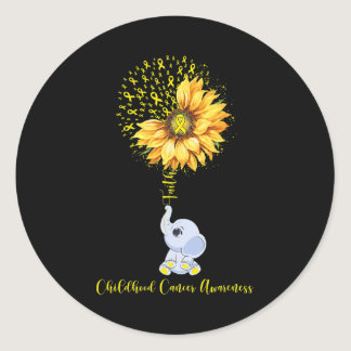 Childhood Cancer Awareness Month Sunflower Elephan Classic Round Sticker