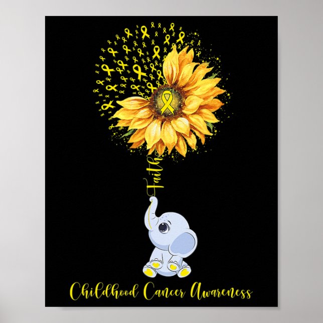 Childhood Cancer Awareness Month Sunflower Elephan Poster (Front)