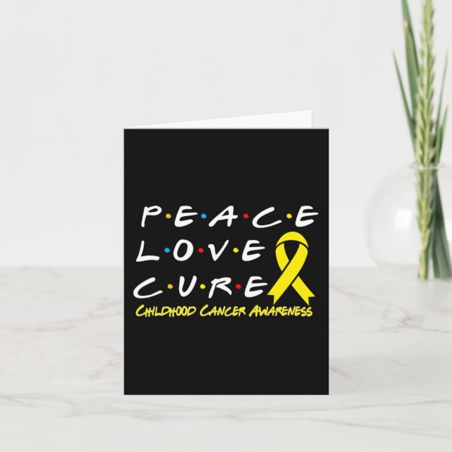 Childhood Cancer Awareness Peace Love Cure  Card (Front)
