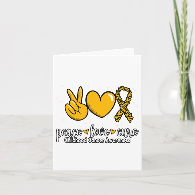 Childhood Cancer Awareness Peace Love Cure Childho Card (Front)
