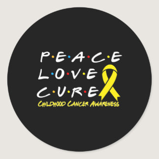 Childhood Cancer Awareness Peace Love Cure  Classic Round Sticker
