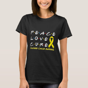 Childhood Cancer Awareness Peace Love Cure  T-Shirt