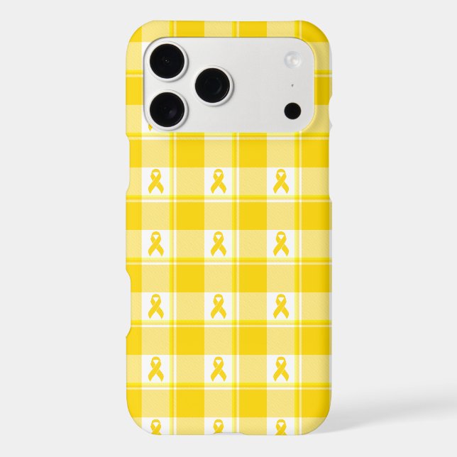 Childhood Cancer Awareness Plaid Gold Ribbon Case-Mate iPhone Case (Back)