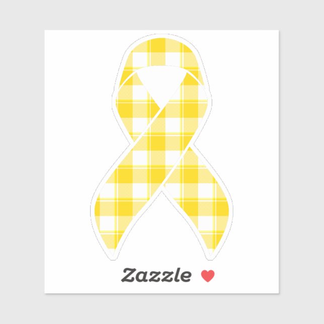Childhood Cancer Awareness Plaid Gold Ribbon Sticker (Sheet)