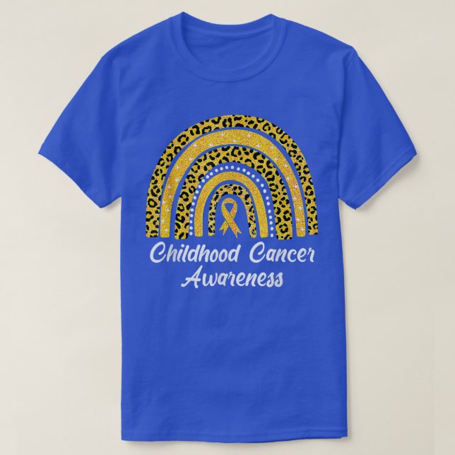 Childhood Cancer Awareness Rainbow Leopard Ribbon  T-Shirt (Design Front)