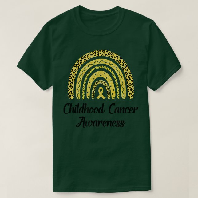 Childhood Cancer Awareness Rainbow Leopard Ribbon  T-Shirt (Design Front)