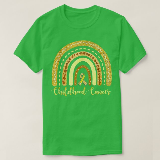 Childhood Cancer Awareness Rainbow Strong Gold Rib T-Shirt (Design Front)