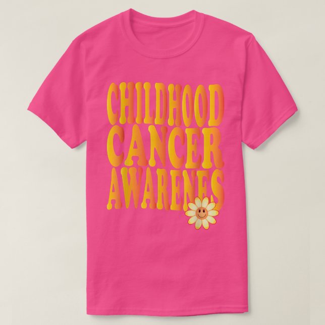 Childhood Cancer Awareness Retro Groovy  T-Shirt (Design Front)
