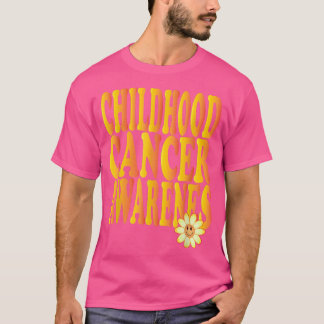 Childhood Cancer Awareness Retro Groovy  T-Shirt