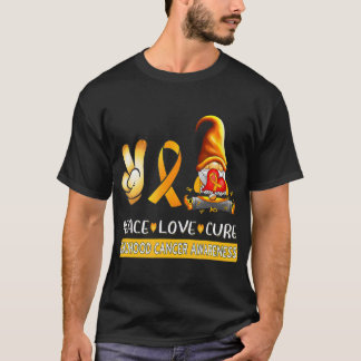 Childhood Cancer Awareness Ribbon Peace Love Cure  T-Shirt