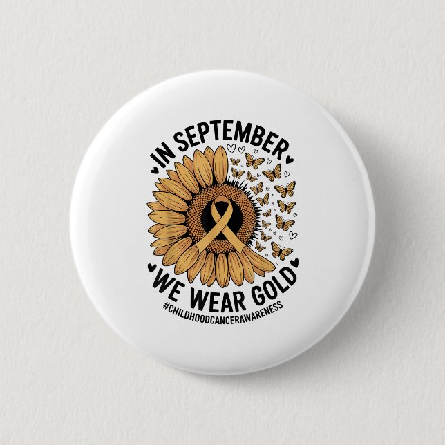 Childhood Cancer Awareness Ribbon With Butterflie  Button (Front)
