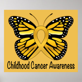 Childhood Cancer Awareness Ribbon with Heart Poster