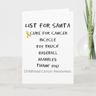 Childhood Cancer Awareness Santa List Boys Holiday Card