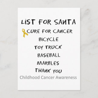 Childhood Cancer Awareness Santa List Boys Holiday Postcard