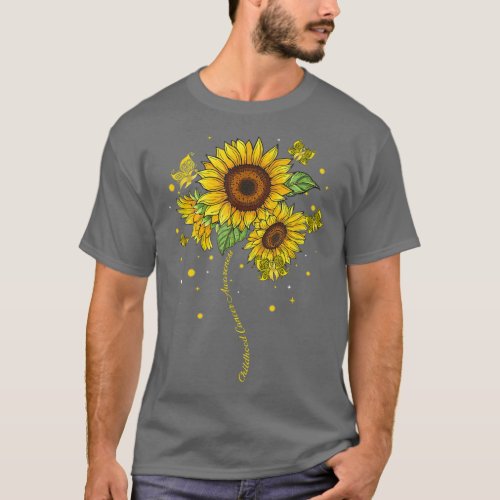 Childhood Cancer Awareness Sunflower Butterfly Gol T_Shirt