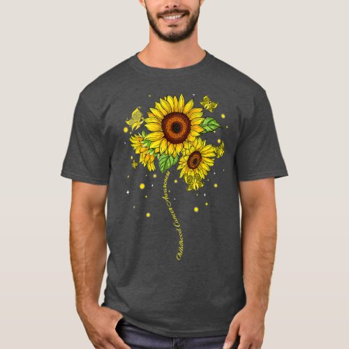 Childhood Cancer Awareness Sunflower Butterfly Gol T_Shirt