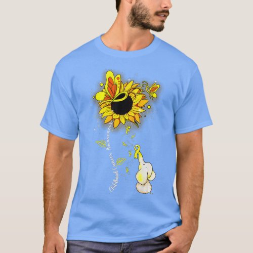 Childhood Cancer Awareness Sunflower Elephant Men  T_Shirt