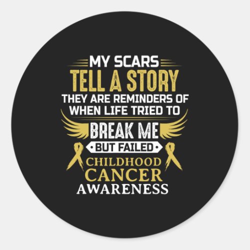 Childhood Cancer Awareness Survivor Ribbon Men Wom Classic Round Sticker