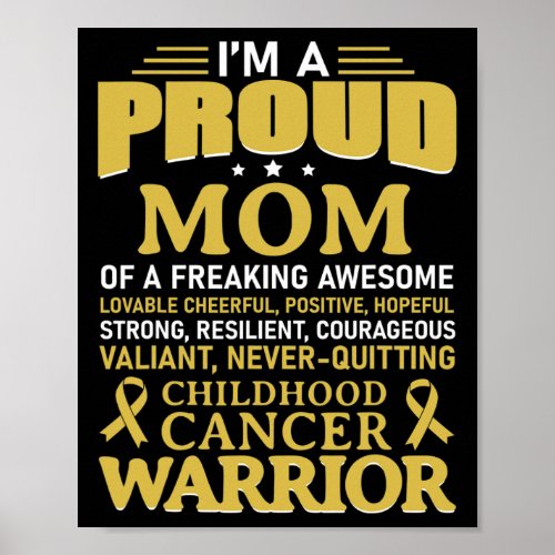 Childhood Cancer Awareness Survivor Ribbon Mom Wom Poster