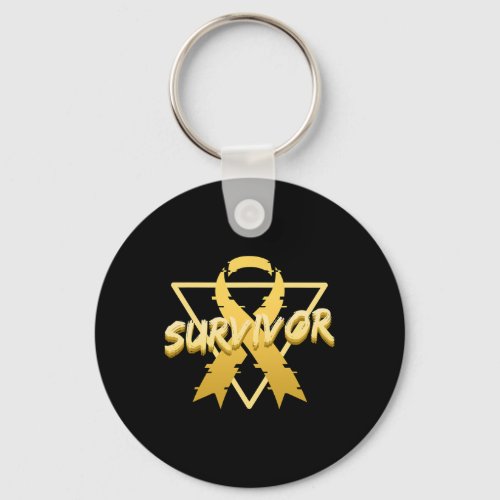 Childhood Cancer Awareness Survivor Vaporwave Aest Keychain